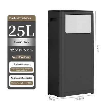 Touchless Motion Sensor Trash Can Dual Lid Hands Free Kitchen Large Capacity Outdoor Commercial Garbage Bin Lixeira Banheiro