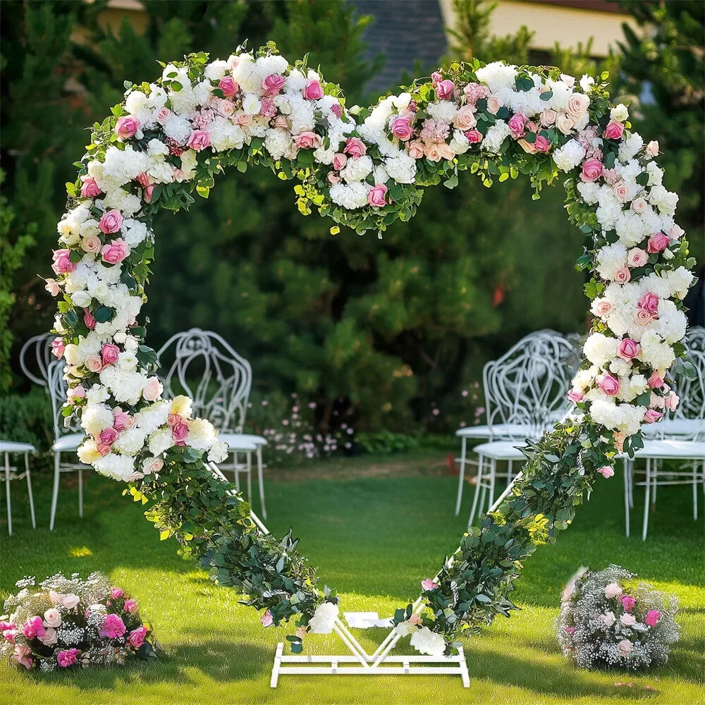 Large Double Pole Heart Shape Wedding Arches Metal Backdrop Stand Antirust Arbor