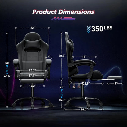 Gaming Chair for Adults, Ergonomic Computer Chair with Linkage Armrests,Height Adjustable Gamer Chair with Footrest and Headrest