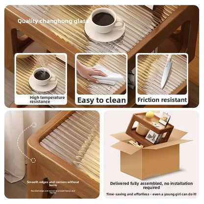 Solid wood bedside table, bedroom bedside storage, household sofa edge