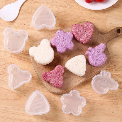 Transparent Plastic Onigiri Mold Set  Japanese-style Onigiri and Sushi Mold Set  Sushi Cartoon-themed Onigiri Molds For Children