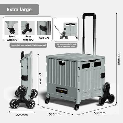 Household multi-functional shopping trolley, portable folding shopping trolley, trailer, camping, large-capacity storage box