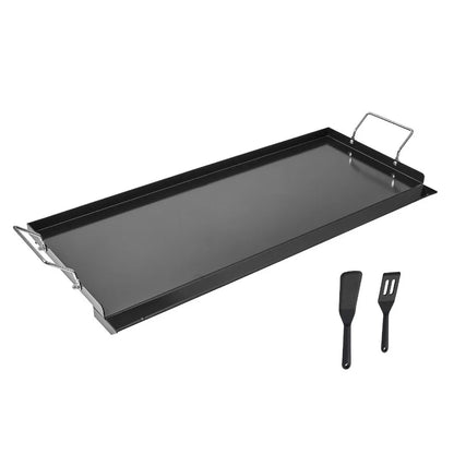 Carbon Steel Griddle 32x14 inch Universal Flat Top Rectangular Plate for Gas Grill BBQ Teppanyaki Portable Cooking with Handle