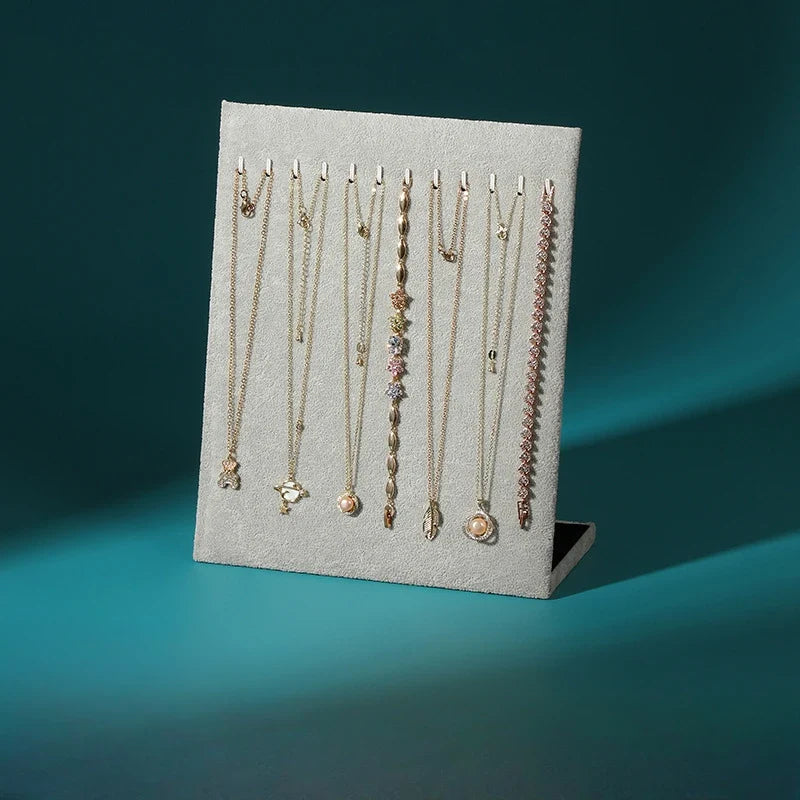 L-shaped Necklace Display Rack, Black Plush Necklace Display Stand for Bangle Chain Necklace Display & Storage