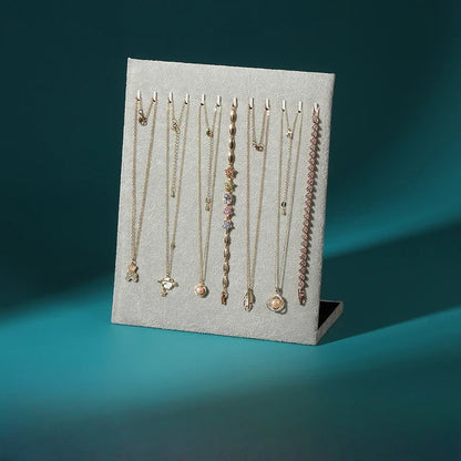 L-shaped Necklace Display Rack, Black Plush Necklace Display Stand for Bangle Chain Necklace Display & Storage