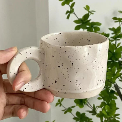250ML Ceramic Mugs Creative Ring Handle Korean Style Irregular Splash Ink Coffee Cup Office Home Breakfast Tea Cup Handgrip Mug