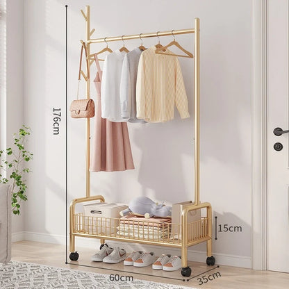 Foldable Standing Coat Rack Clothes Hanger Floor Coat Stand Portable Collapsible Organizer Bedroom Balcony Entryway Hall