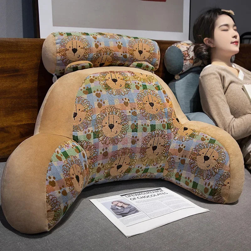 Retro Lumbar Support Large Cushion Bedside Reading Playing Sofa Cushion Home Bedroom Office Waist Protection Pillow Removable