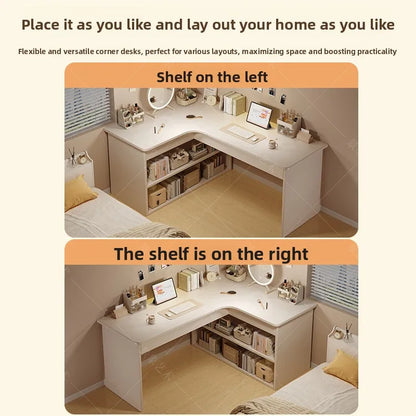 Computer desk Desktop Home bedroom Bookshelf Integrated student learning to write Corner Multifunctional office desk