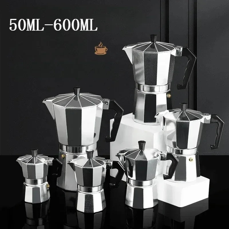New 50ml-600ml Moka Pot Aluminum Household Electric Burner Stove Top Espresso Percolator Coffee Maker Coffee Extraction Pot