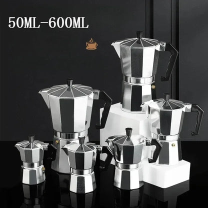 New 50ml-600ml Moka Pot Aluminum Household Electric Burner Stove Top Espresso Percolator Coffee Maker Coffee Extraction Pot