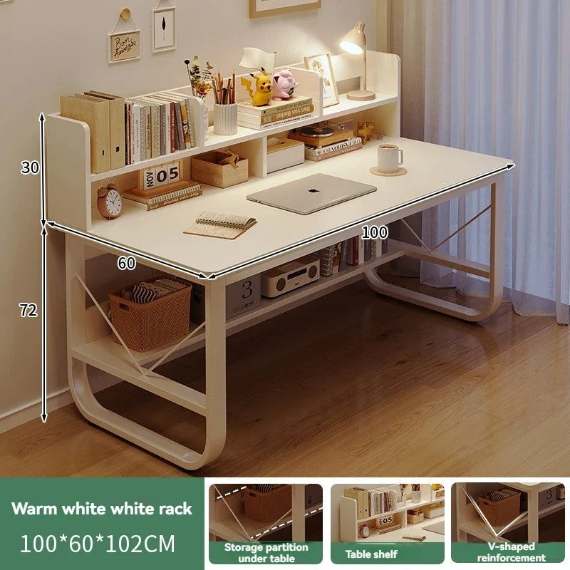 Computer Desk, Desktop, Home Bookshelf Integrated, Student Bedroom, Study Writing, Desk And Chair Combination, Simple Office Des