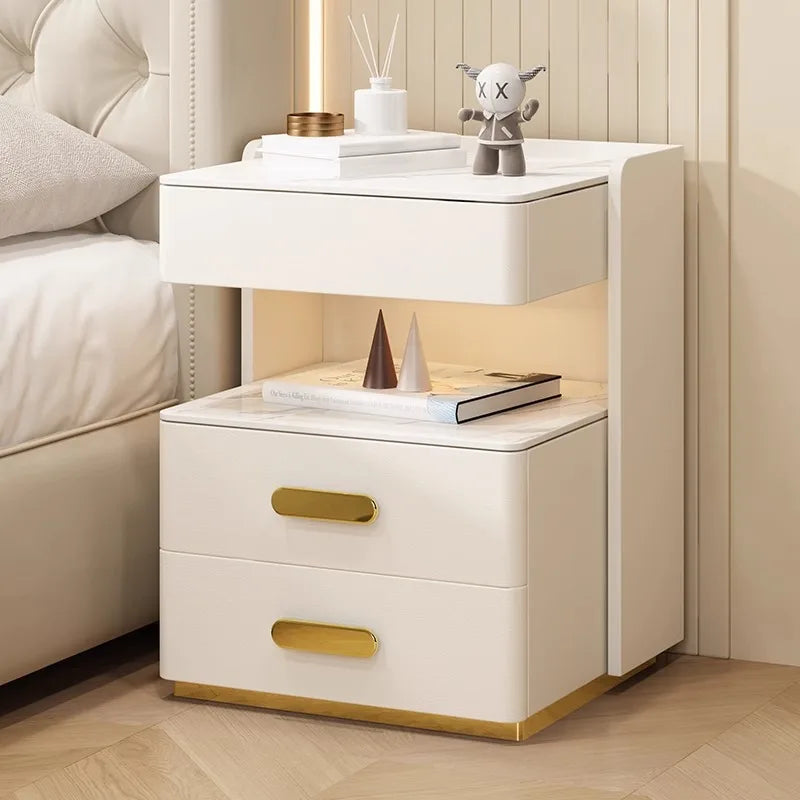 Smart bedside table with sensor light fingerprint lock Bluetooth speaker USB interface wireless charging bedroom bedside table