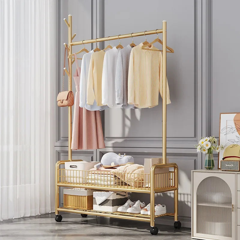 Foldable Standing Coat Rack Clothes Hanger Floor Coat Stand Portable Collapsible Organizer Bedroom Balcony Entryway Hall