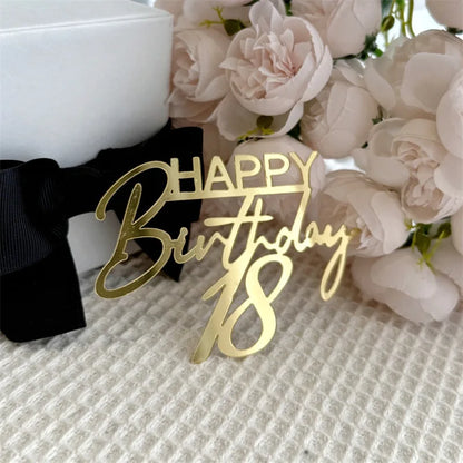 New 18, 30, 40 and 50 Years Old Happy Birthday Cake Topper Gold Acrylic Birthday  Party Cake Toppers Decorations Baking Supplies