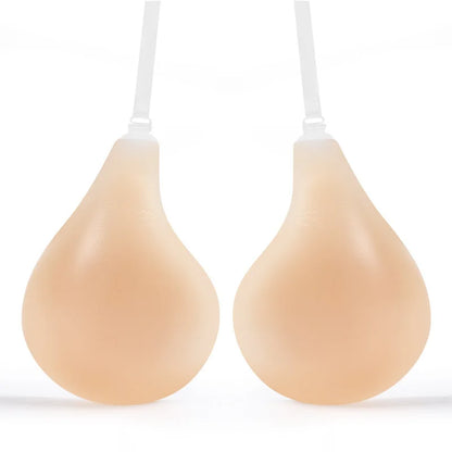 Spoon shaped lifting bra with shoulder straps for anti sagging, invisible and seamless gathering, silicone chest patch