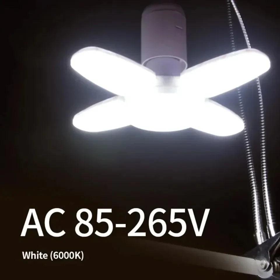 Foldable LED bulb E27 fan blade LED light AC 85-265V 28W spotlight, suitable for home ceiling, room, and garage lighting