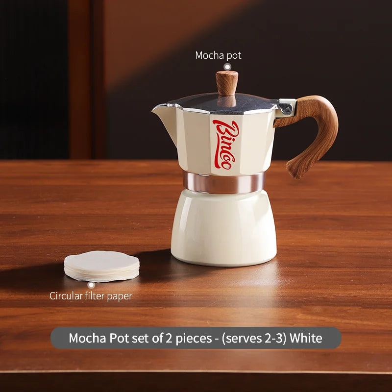 Bincoo Coffee Moka Pot Set with Filter Paper for Home Use Small Espresso Extraction Machine Complete Brewing Kit