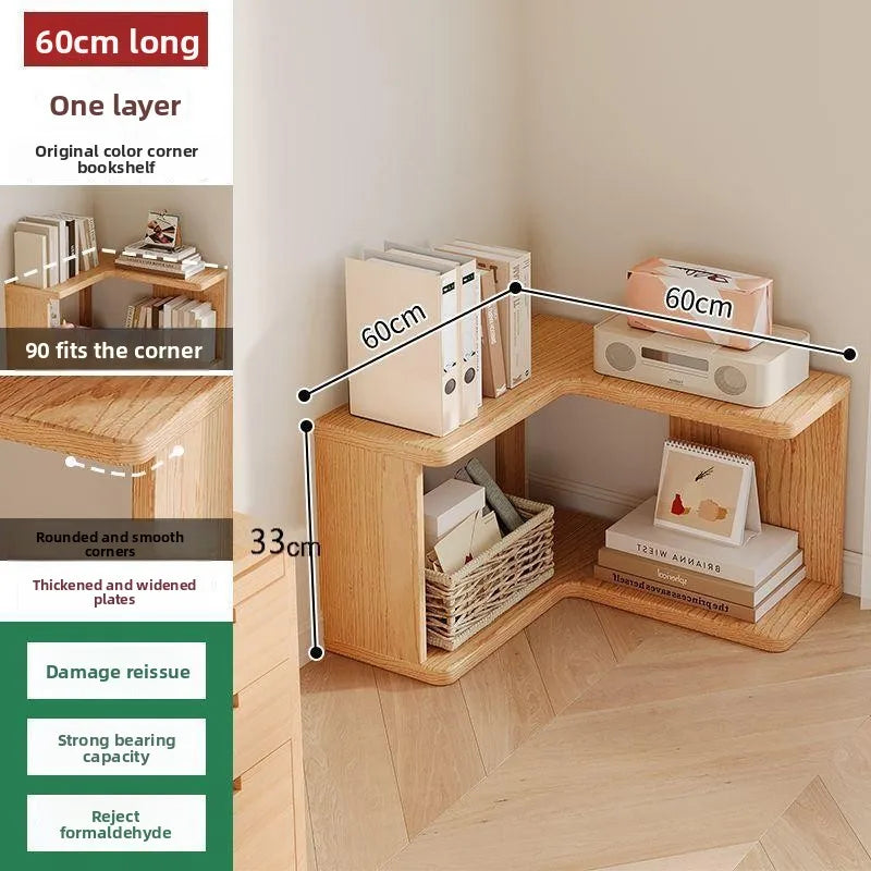 Solid wood corner bookshelf Floor rack Multi-layer corner cabinet Storage storage