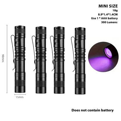 395nm UV Flashlight Ultraviolet Light,Pet Dog Cat Urine Detector Scorpion Finder,Portable UV Lamp w/ Pen Clip Use AAA Batteries