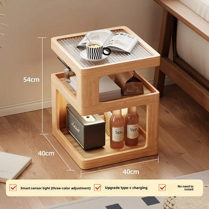 Solid wood bedside table, bedroom bedside storage, household sofa edge