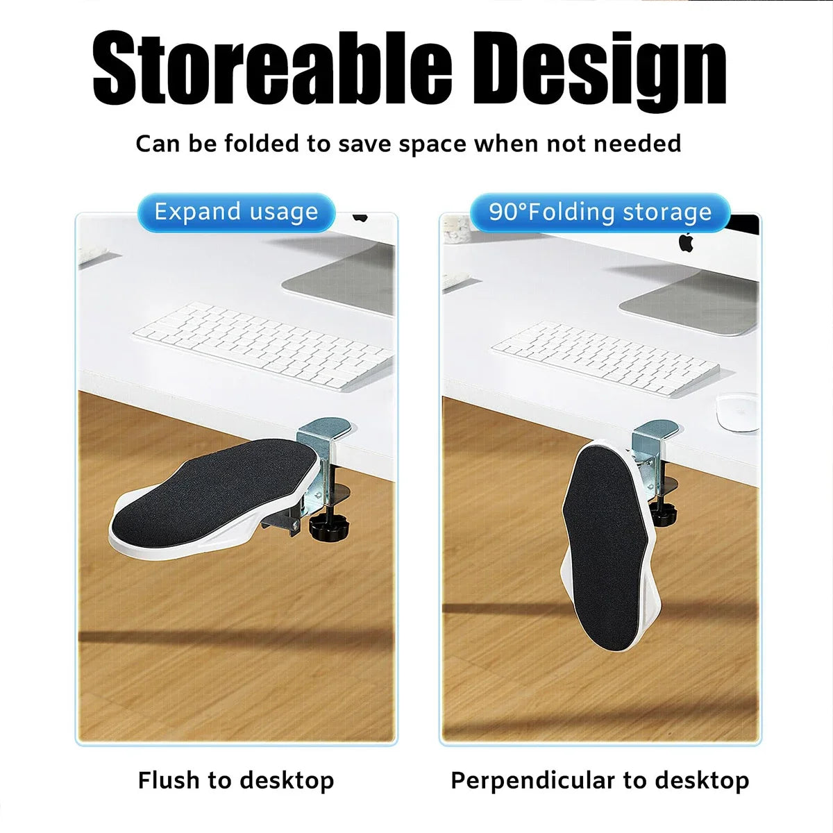 Computer Arm Rest Support Extender for Desk Adjustable Rest Pad Holder Ergonomic Elbow Rest Holder Folding Rotating Desk