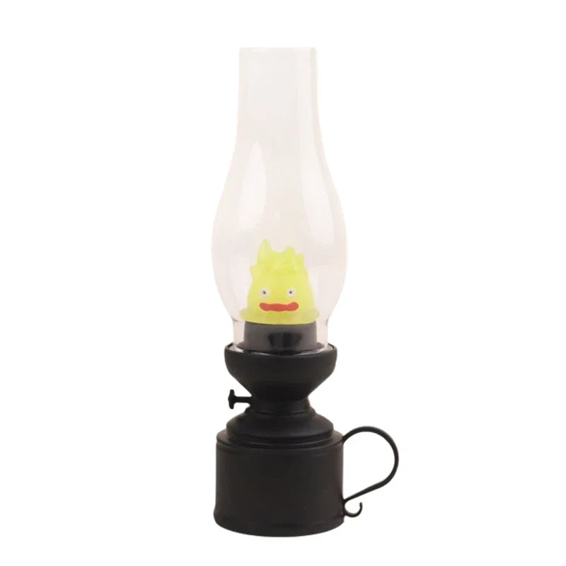 Calcifer Flameless Night Light Halloween Retro Decorative Candle Light Cartoon Anime Kerosene Lamp Bedroom Bedside Table Lamp