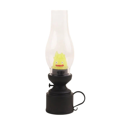 Calcifer Flameless Night Light Halloween Retro Decorative Candle Light Cartoon Anime Kerosene Lamp Bedroom Bedside Table Lamp