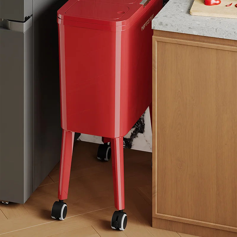 Large Capacity Kitchen Trash Can Lid Automatic Touchless Step Pedal Tall Rolling Wheels No Bend Home Household Bolsas Basura
