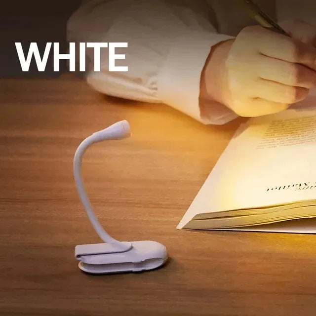 LED Reading Light USB Rechargeable Mini Book Light Clip-on Bed Night Light Stepless Dimmable Eye Protection Desk Lamp for Kids
