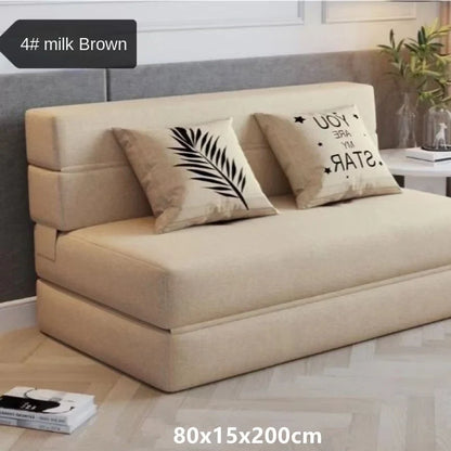 Folding sofa bed dual-purpose small apartment living room bedroom tatami rental house lazy sofa accompanying bed anti-fall pad