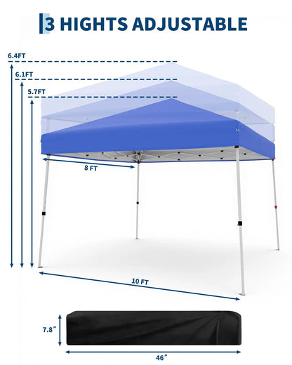 10x10 FT Pop Up Canopy Tent, Slant Leg Instant Outdoor Shelter UV Protection Waterproof With Carry Bag For Patio Garden Beach
