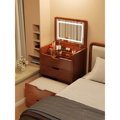 (60cm) 3 in 1 Vanity Desk with Plip Top Mirror, Small Make Up Vanity Set with Visible Glass Desktop