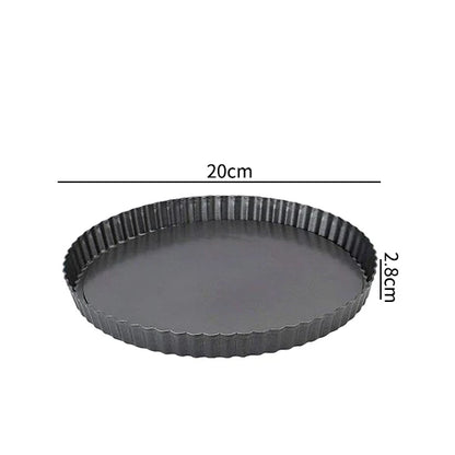 20-30cm Non-Stick Tart Quiche Flan Pan Molds Round Removable Loose Bottom Fluted Heavy Duty Pie Pizza Cake Baking Pan Bakeware