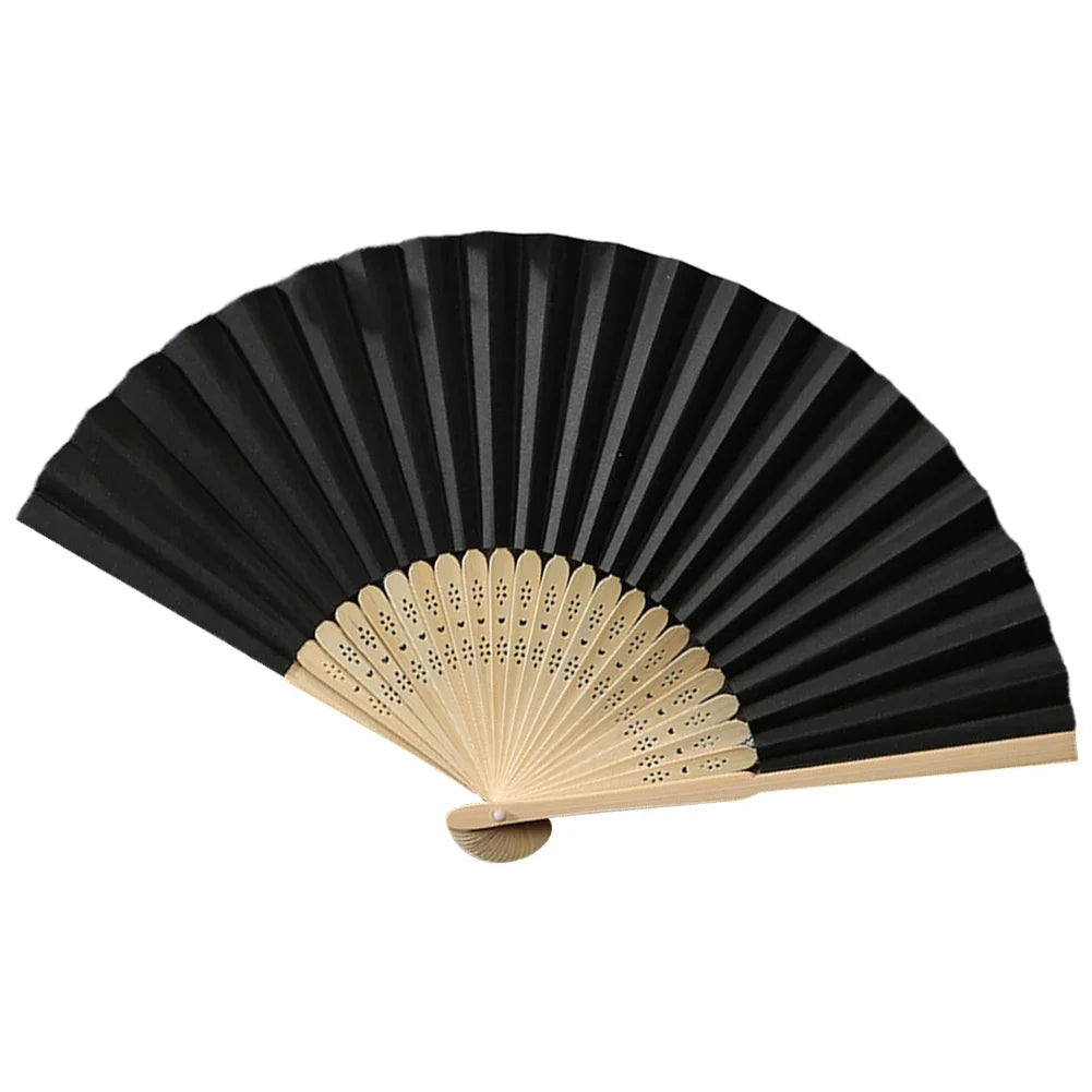 Hand Fan Bamboo Paper Fan Pocket Folding Fan Solid Color Guest Fans DIY Guest Gift for Wedding Birthday Summer Party