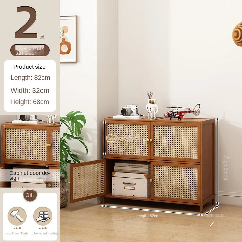 Bookcase with door, multi-layer storage rack, seam storage cabinet, living room display cabinet, bookshelf