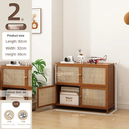 Bookcase with door, multi-layer storage rack, seam storage cabinet, living room display cabinet, bookshelf