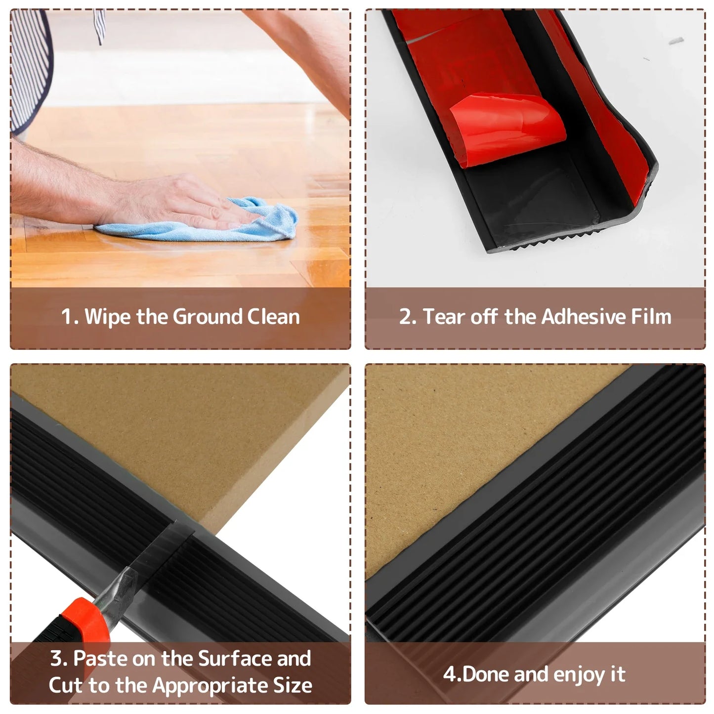 1 Roll Stair Edge Protector Soft PVC Non-slip Stair Nose Edging L-Shape Self-Adhesive Step Edge Trim Strips 2m Step Protector