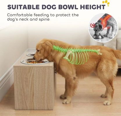 Elevated Dog Bowls with Storage Cabinet, Raised Dog Bowl Stand, Pet Feeding Station with Slow Feeder & Non-Slip, for Large Pets