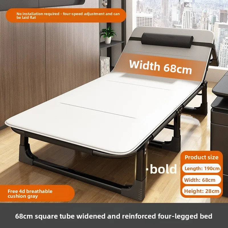 Folding bed office single metal household siesta folding recliner multi-functional camp bed adult siesta artifact