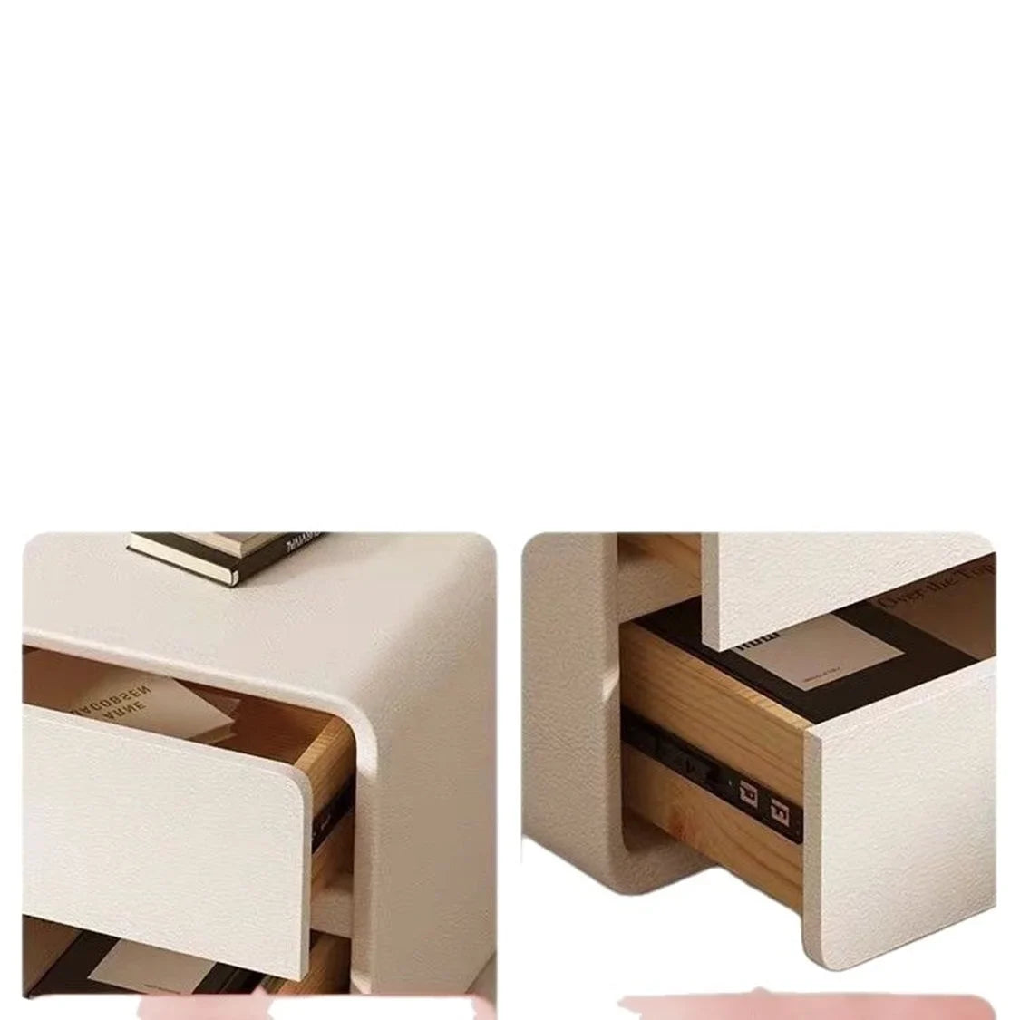 Simple modern bedside table cream style solid wood storage ultra-narrow new 2-layer light luxury bedroom storage bedside home