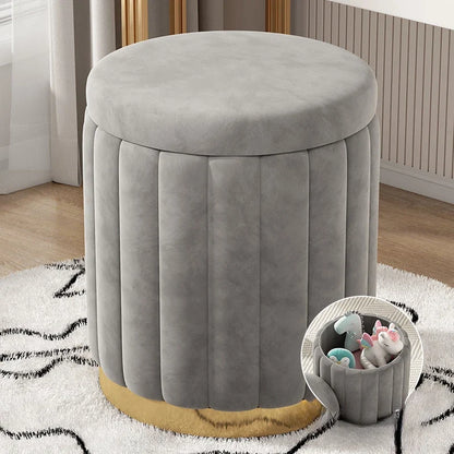 Makeup stool light luxury round stool chair bedroom Internet celebrity storage bench sofa stool dresser stool makeup chair small