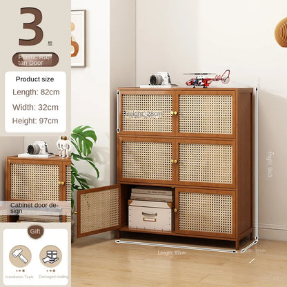Bookcase with door, multi-layer storage rack, seam storage cabinet, living room display cabinet, bookshelf
