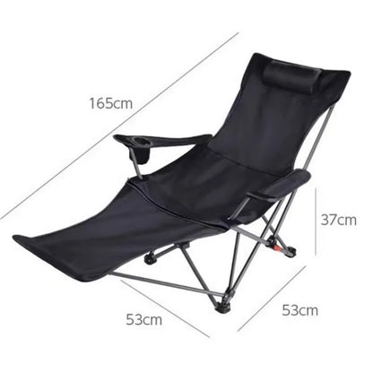 Folding Recliner Portable Camping Chair with Adjustable Backrest and Cotton-Filled Seat for Travel Beach Fishing Outdoor Chair