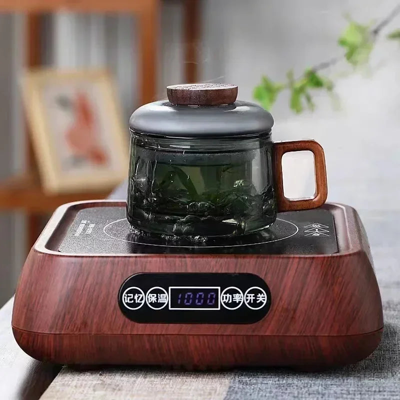 200ml Glass Tea Cup with Filter and Wooden Handle High Borosilicate Glass Teacup Home Office Tea Separation Mug Kung Fu Tea Set