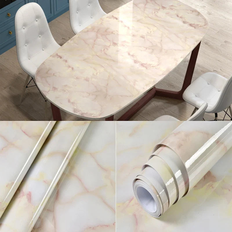 40cm Marble Self-adhesive Wallpaper Kitchen Cabinet Stove Countertop Contact paper PVC Waterproof Renovation Tile Wall Stickers