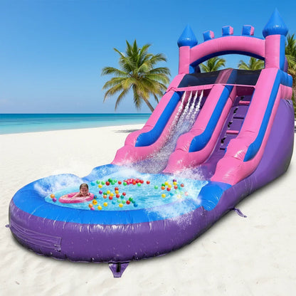 Commercial Grade Inflatable Water Slide with Splash Pool Bouncy Castle for Adults and Kids Includes Blower