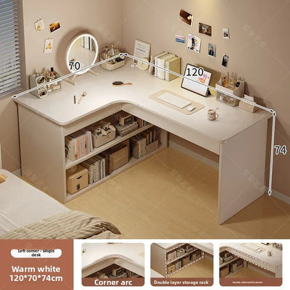 Computer desk Desktop Home bedroom Bookshelf Integrated student learning to write Corner Multifunctional office desk