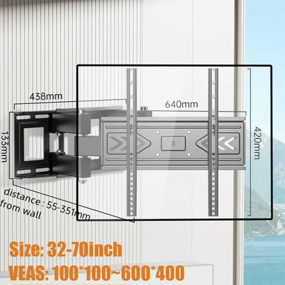 BEISHI Full Motion Mount with Dual Arms TV Wall Mount for Most 32-70 inch TVs, Holds up to 88lbs, Max VESA 600x400mm