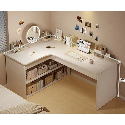 Computer desk Desktop Home bedroom Bookshelf Integrated student learning to write Corner Multifunctional office desk